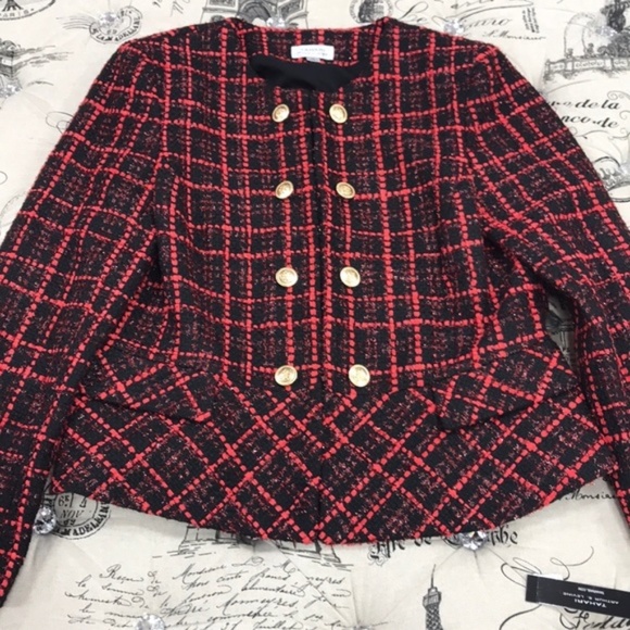 Tahari Asl Boucle Plaid Peplum Jacket - Picture 5 of 7